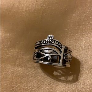 Pure Silver Egyptian Eye of Horus Ring